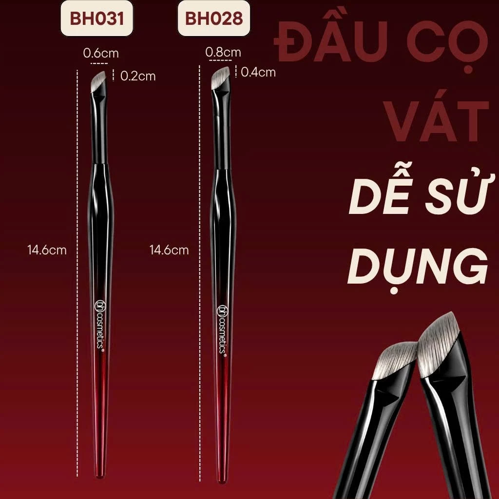 Cọ Tém / EyeLiner xéo để tém mày /kẻ mày /kẻ mắt cực mảnh và dễ dàng mới về BH COSMETICS Small Angled Liner Brush BH031